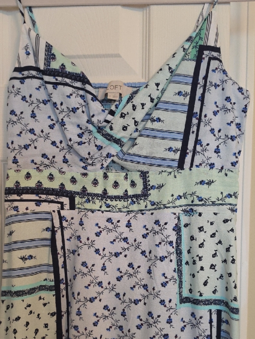 LOFT Light Blue & Mint Patchwork Floral Slip Dress - Picture 4 of 5
